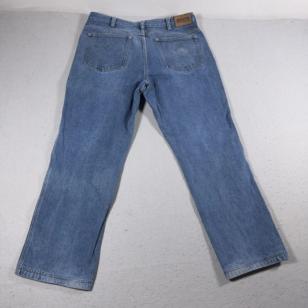 Duluth Trading Jeans Mens 38x32 Blue Denim Straight‎ Leg Work Pants Casual
